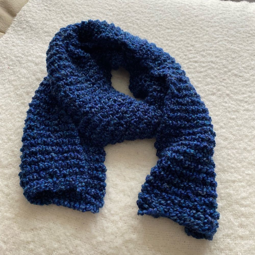 Hand Knit Blue Scarf!!